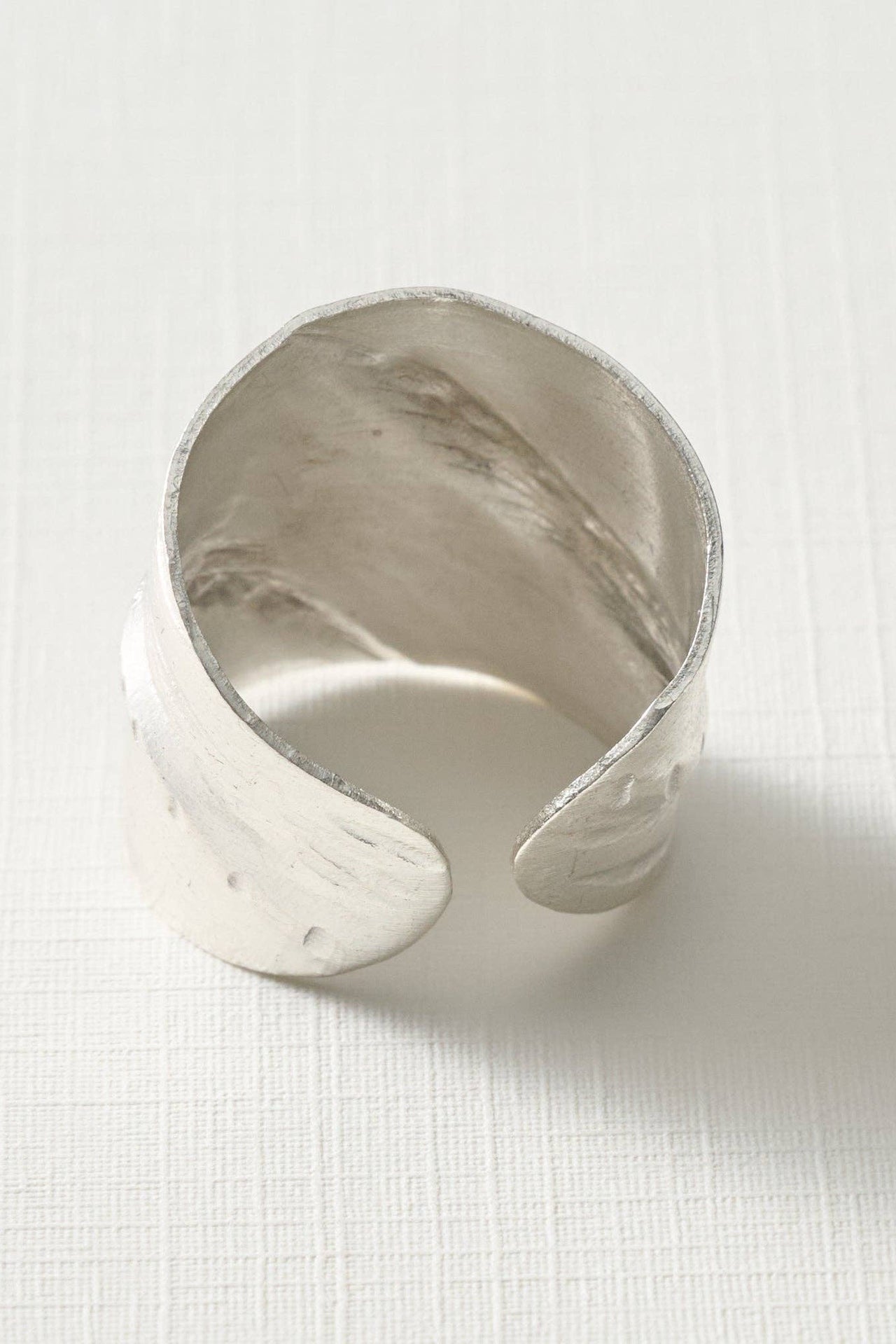 Chauda Silver Hammered Brass Ring