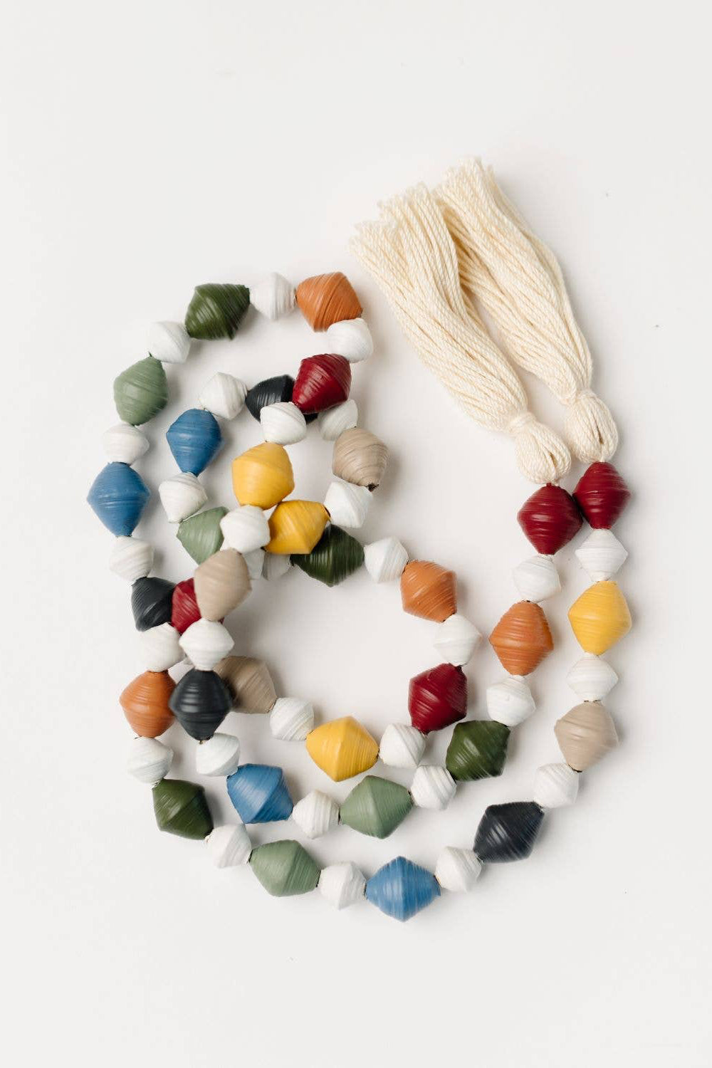 Chunky Paper Bead Garland with Tassels