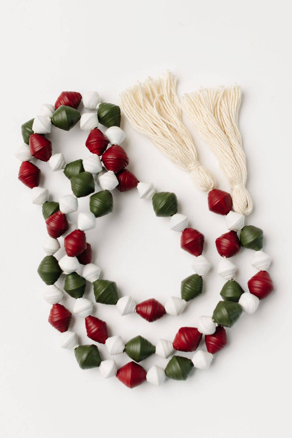 Chunky Paper Bead Garland with Tassels