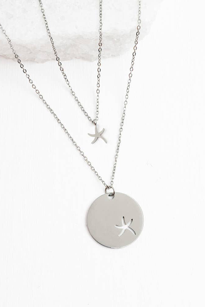 Community Silver Starfish Pendant Necklace Set