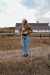 Thumbnail for Painted Gingham Quilted Greta Top