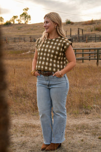 Thumbnail for Painted Gingham Quilted Greta Top