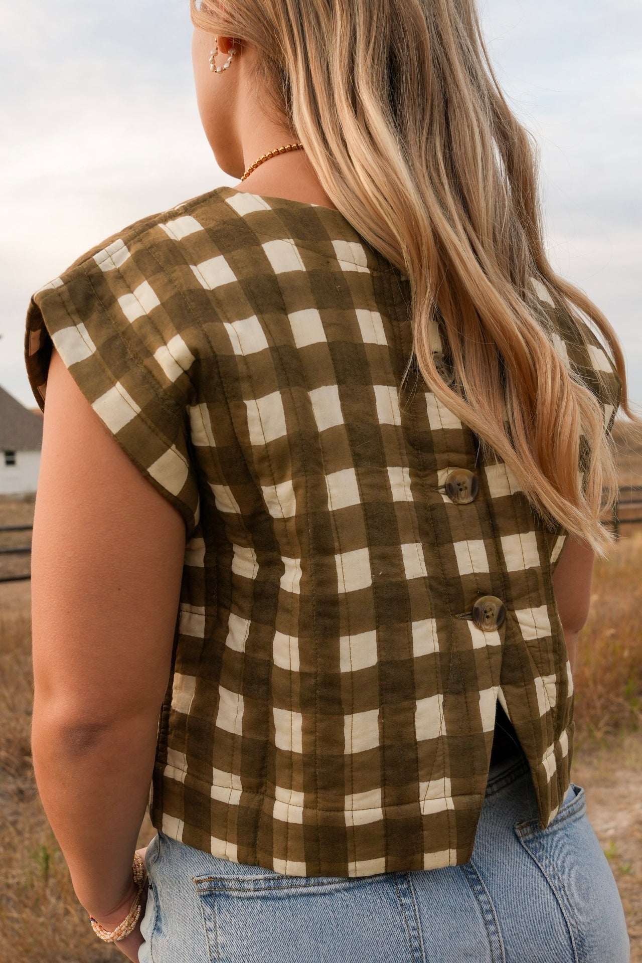 Painted Gingham Quilted Greta Top