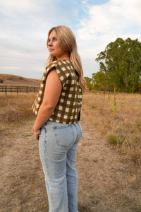Thumbnail for Painted Gingham Quilted Greta Top