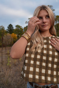 Thumbnail for Painted Gingham Quilted Greta Top