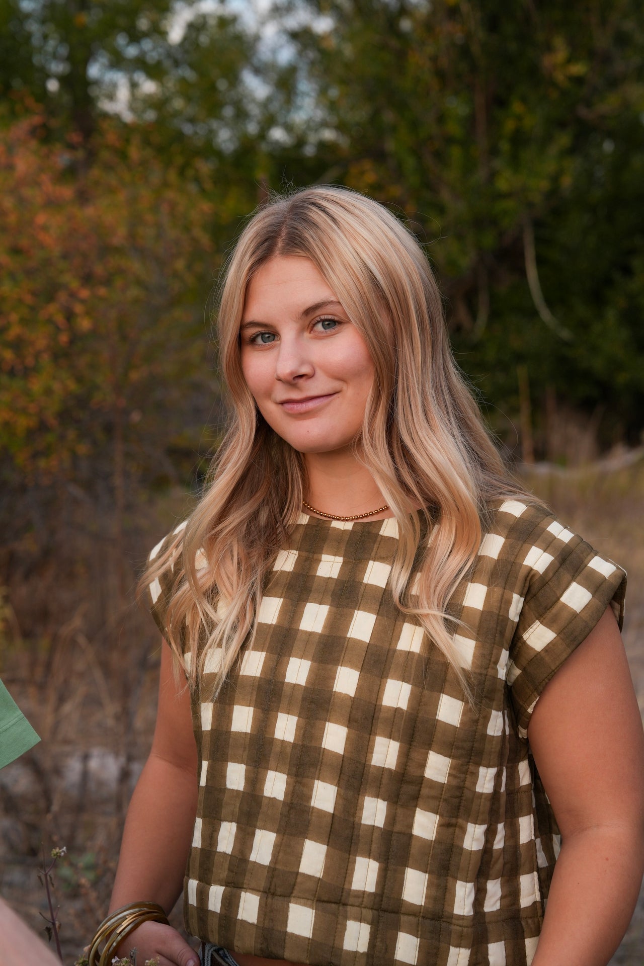 Painted Gingham Quilted Greta Top