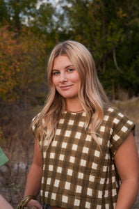 Thumbnail for Painted Gingham Quilted Greta Top