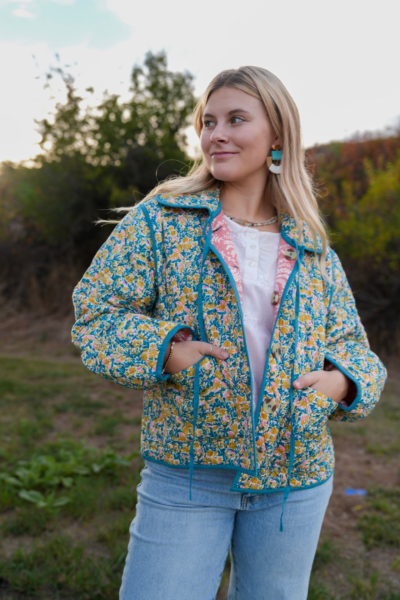 Reversible Floral Stevie Quilted Jacket