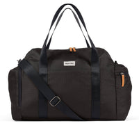 Thumbnail for Black duffel bag with a strap on a white background