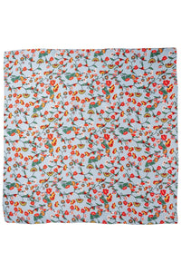 Thumbnail for Baby Blue Floral Bloom Silk Scarf