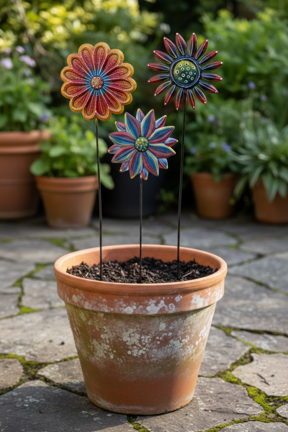Painted Floral Garden Stake