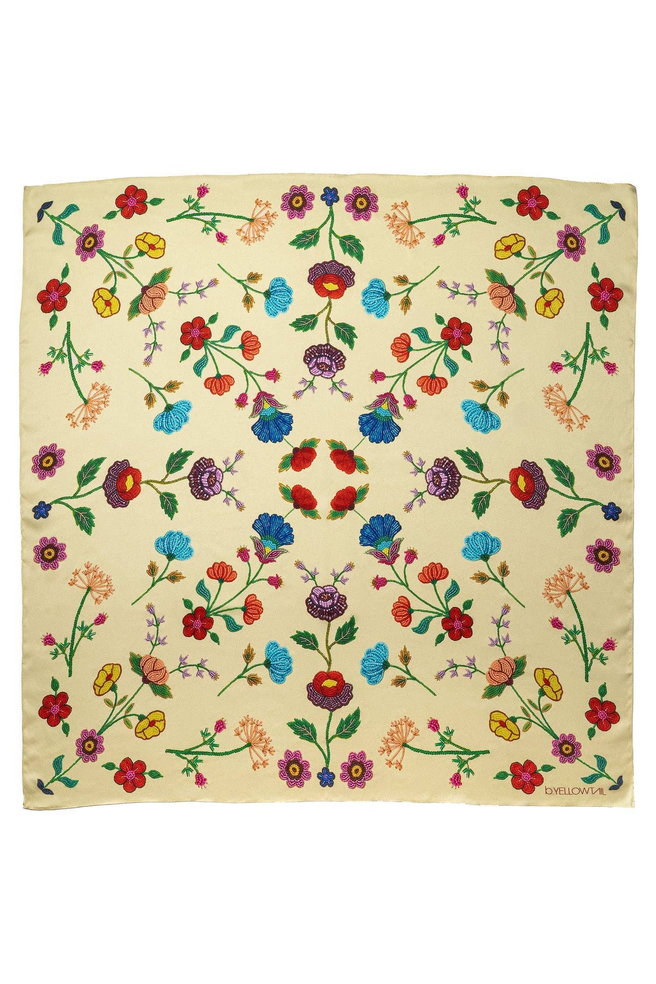 "Beaded" Floral Silk Scarf