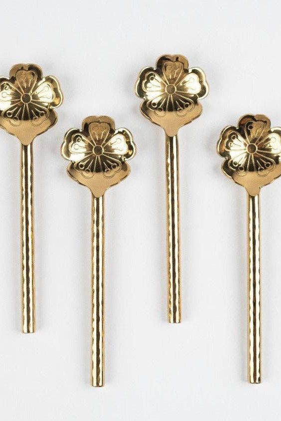 Flower Brass Cocktail Spoon