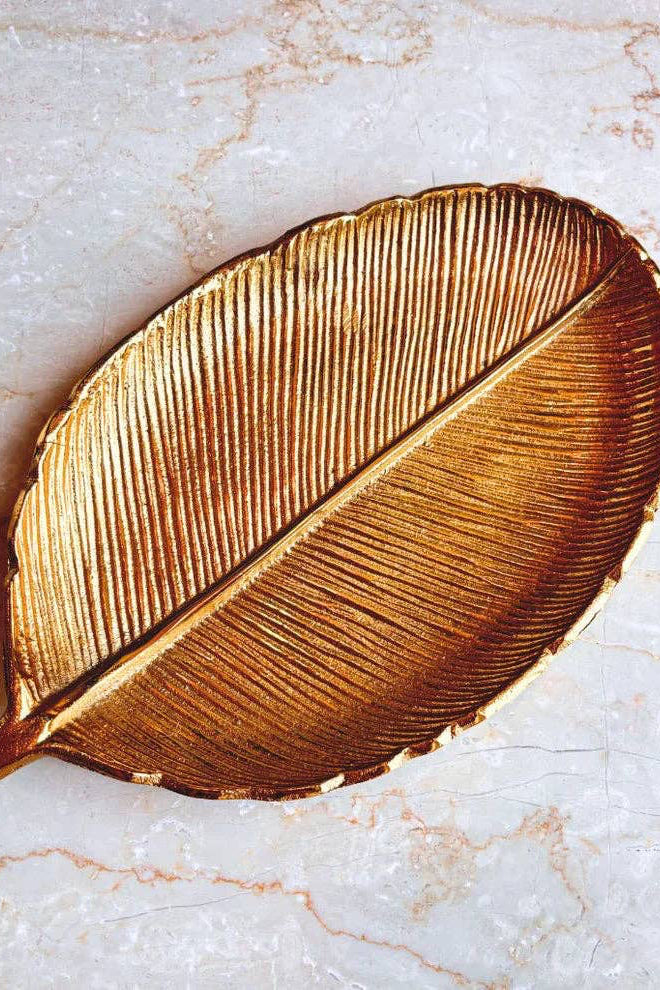 Gilded Leaf Serving Tray and Platter