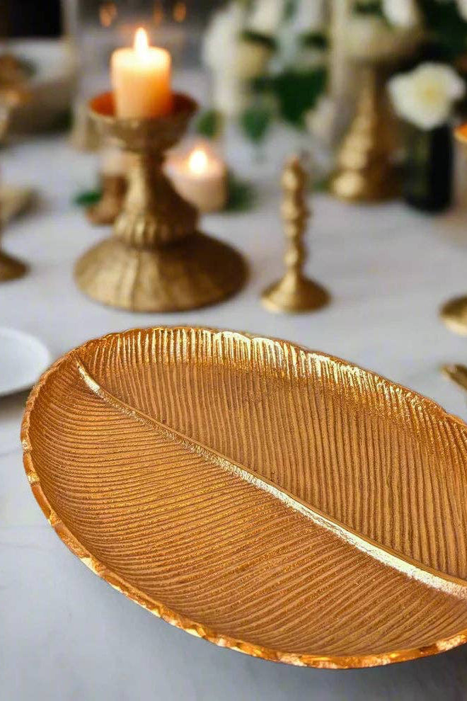 Gilded Leaf Serving Tray and Platter