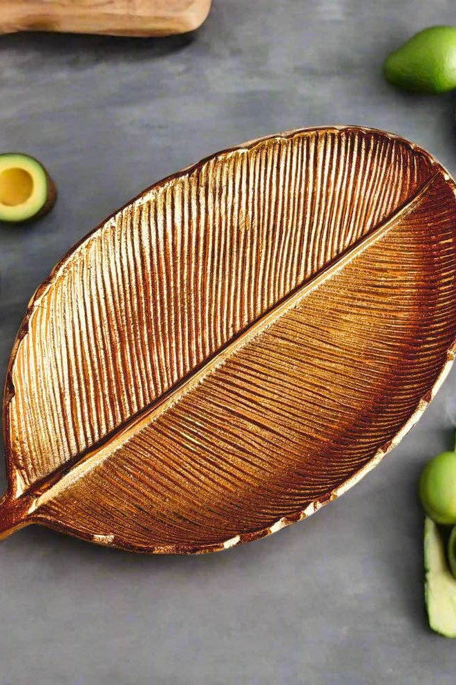 Gilded Leaf Serving Tray and Platter