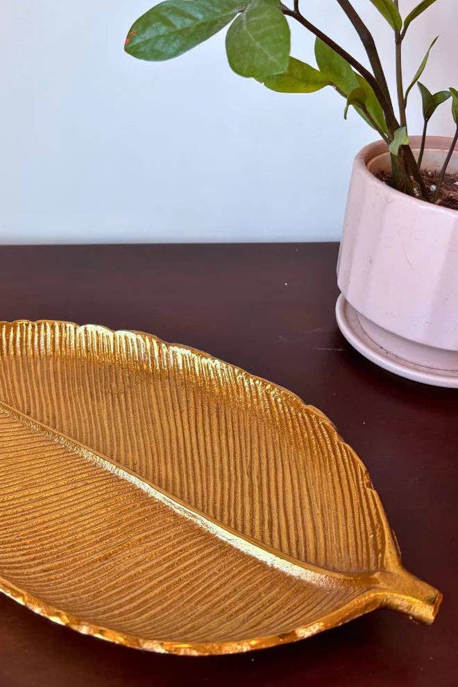 Gilded Leaf Serving Tray and Platter