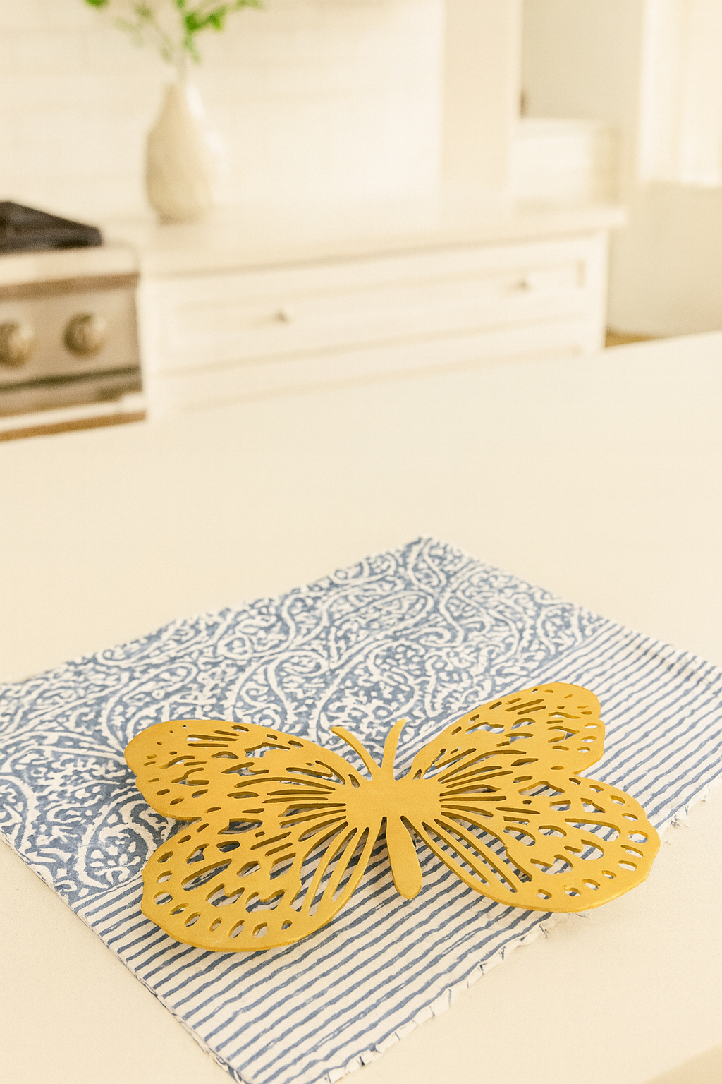 Golden Brass Butterfly Trivet