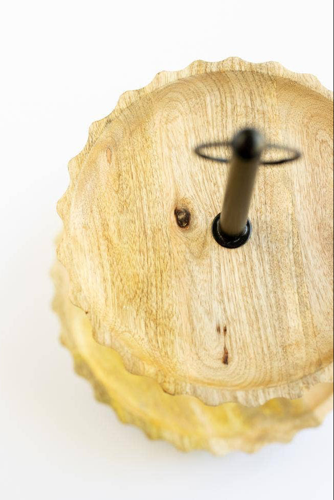 Hand-Carved Tiered Wooden Tray