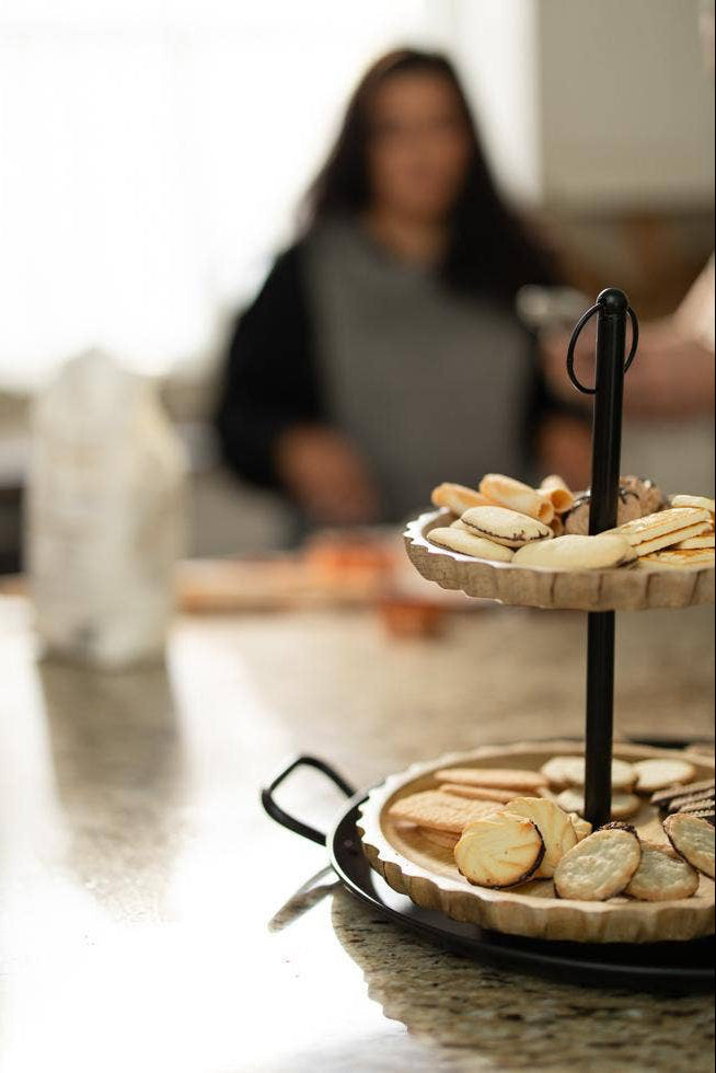 Hand-Carved Tiered Wooden Tray