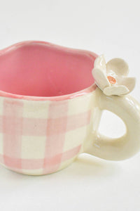 Thumbnail for Pretty in Pink Gingham Ceramic Cups