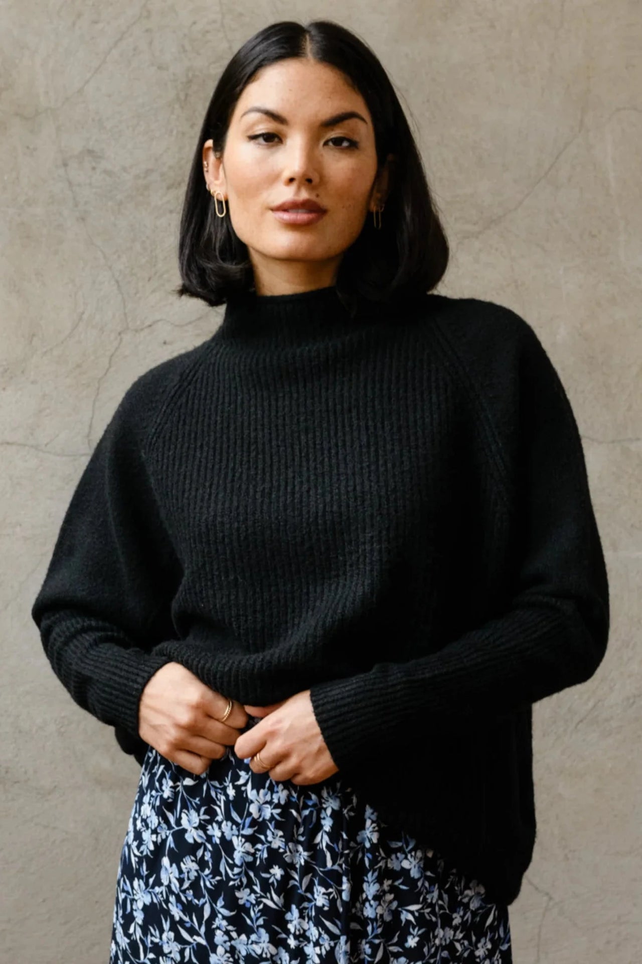Black top slouchy turtleneck