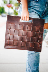 Thumbnail for Bria Woven Leather Laptop Tote