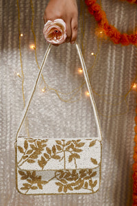 Thumbnail for Ivory & Gold Beaded Gleam Purse