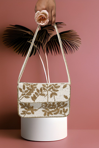 Thumbnail for Ivory & Gold Beaded Gleam Purse