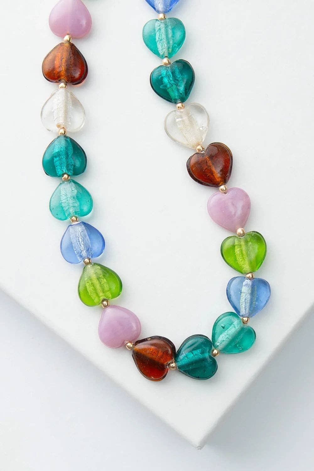 Lampwork Glass Beaded Heart Necklace