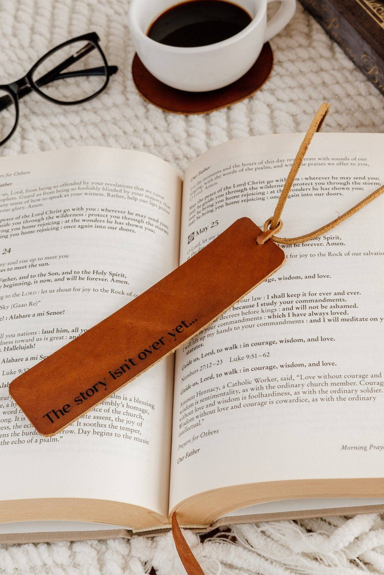 Leather Bookmark: "The story isn't over yet"