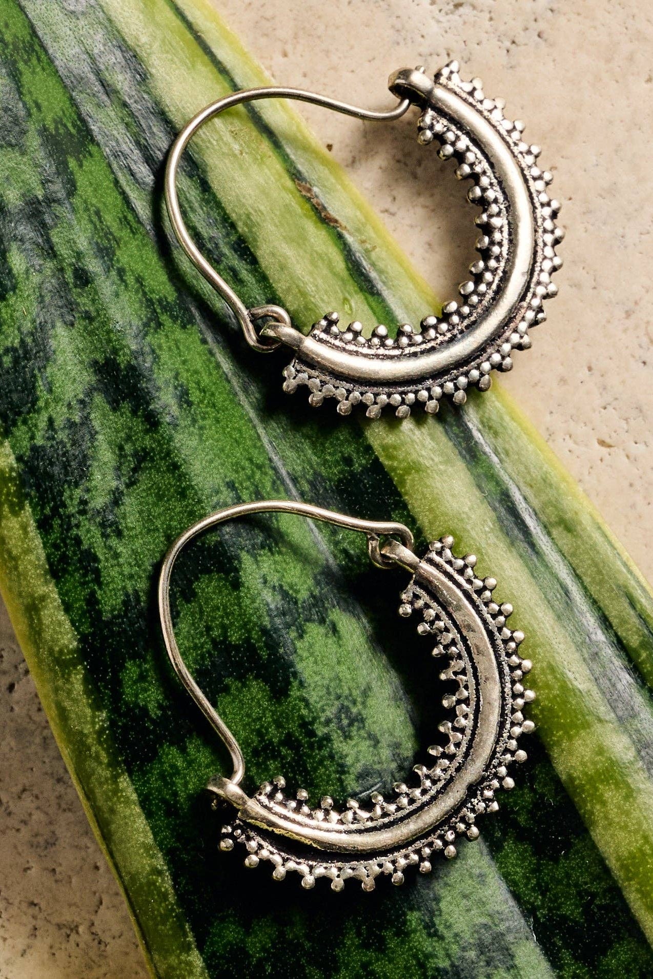 Manake Silvertone Arc Dangle Earrings