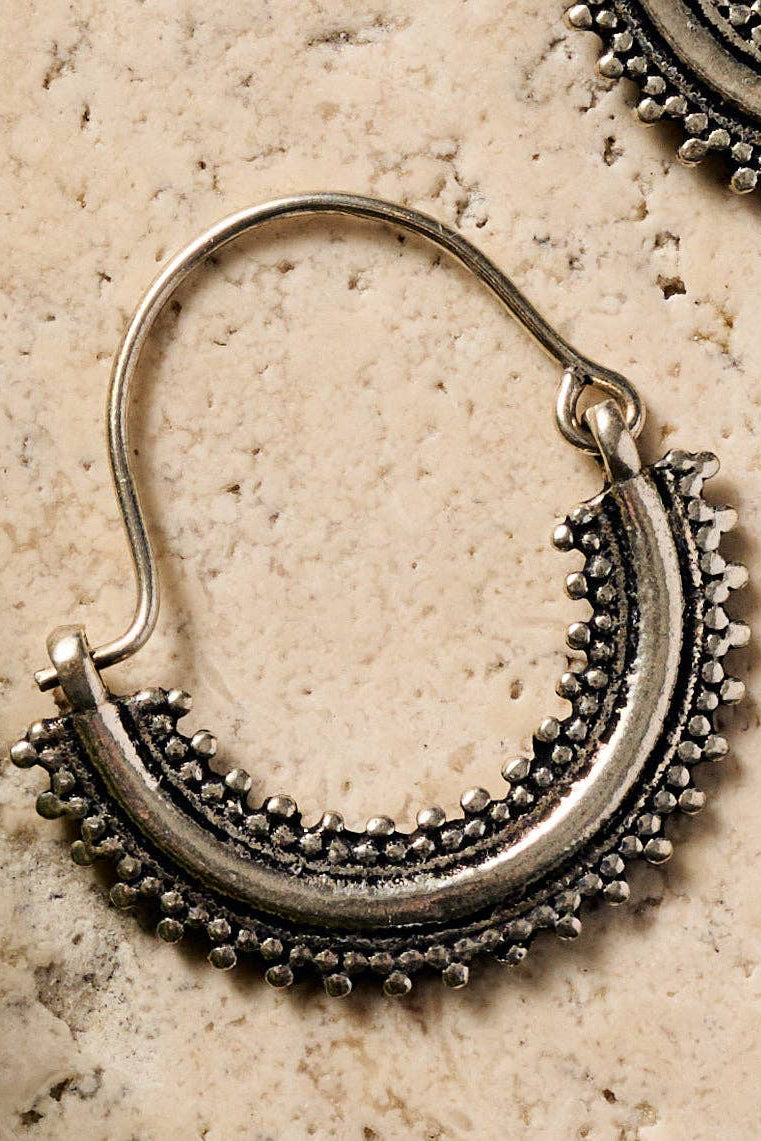 Manake Silvertone Arc Dangle Earrings