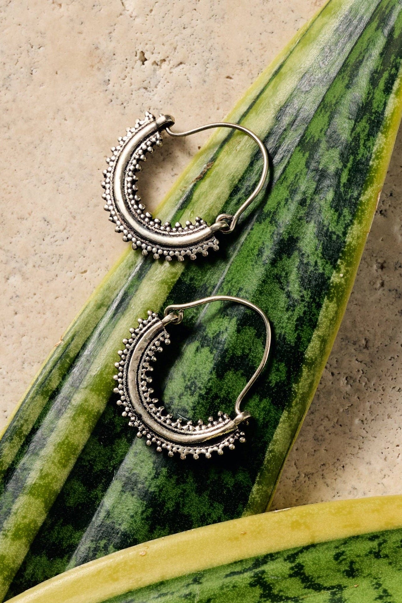 Manake Silvertone Arc Dangle Earrings