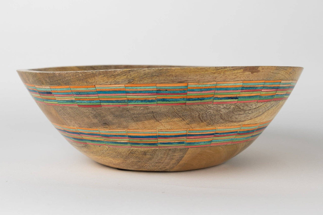 Striped Mango Wood Salad Bowl