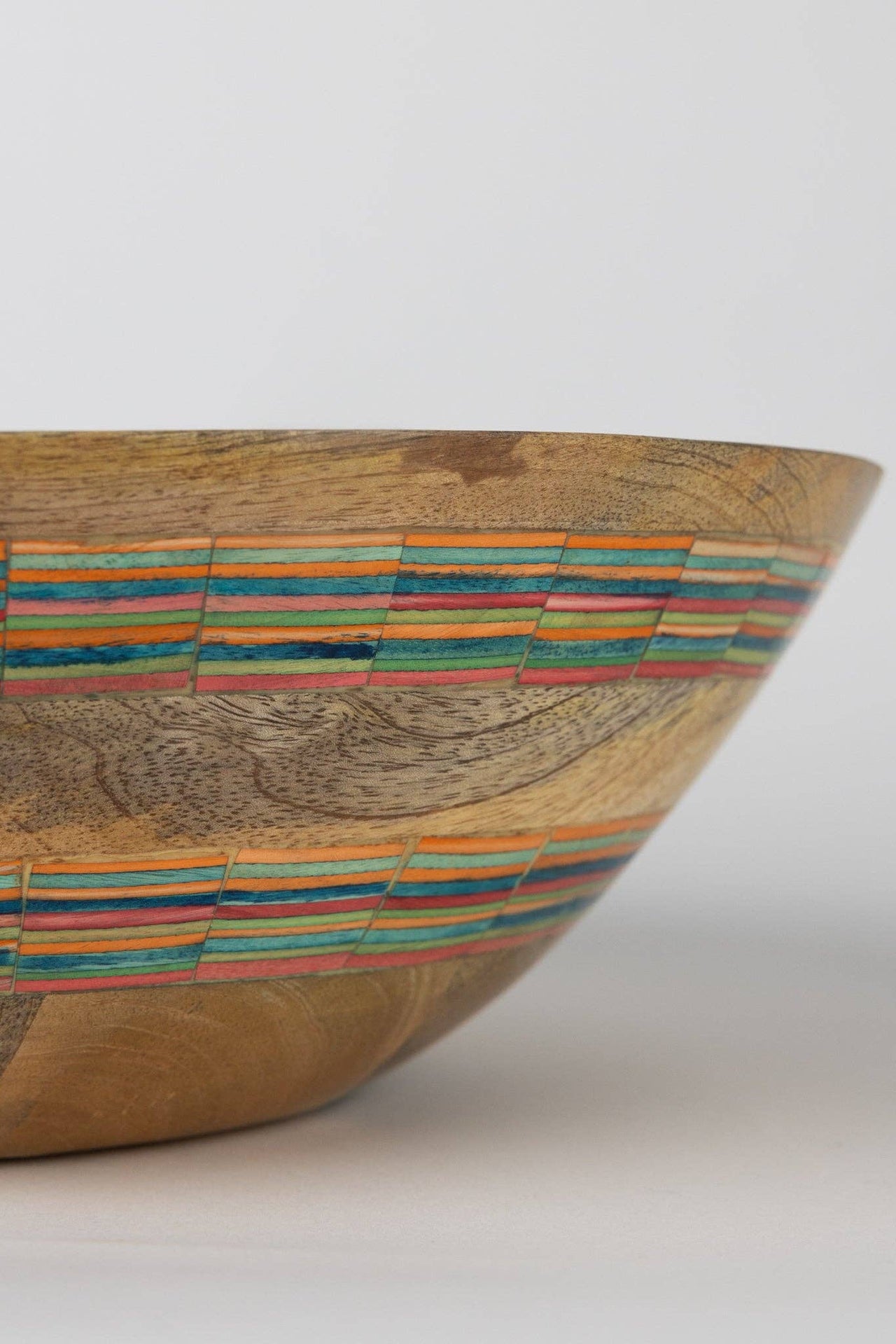 Striped Mango Wood Salad Bowl