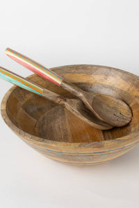 Thumbnail for Striped Mango Wood Salad Bowl