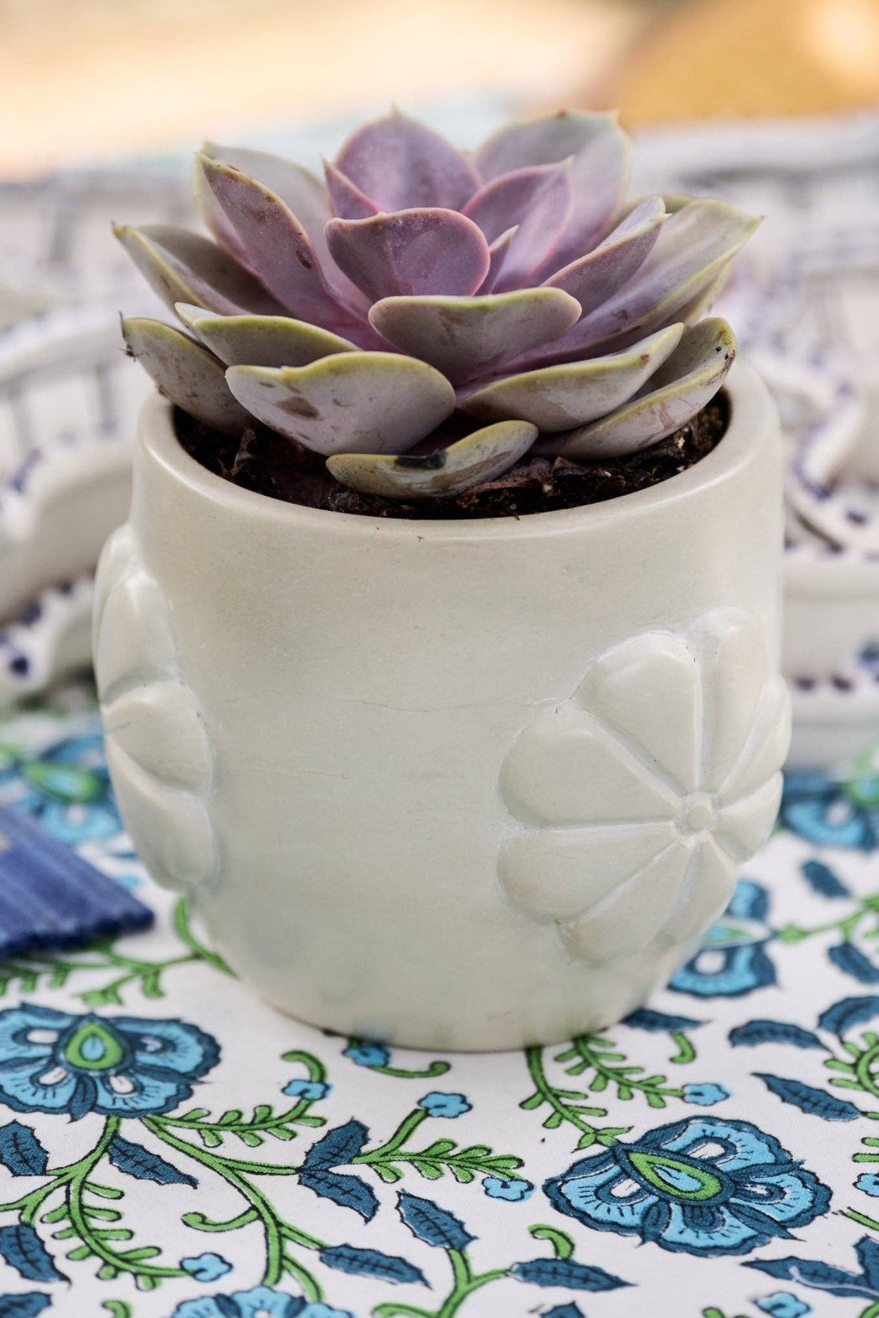 Mea Floral Soapstone Planter