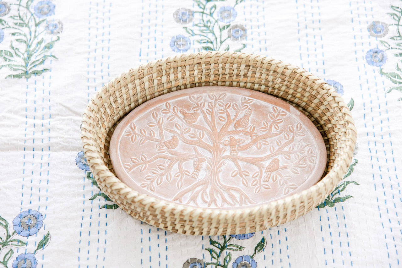 Bread Warmer Basket - Oval Birds In A Tree