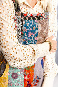 Thumbnail for Botanical Motif Patchwork Printed Overalls