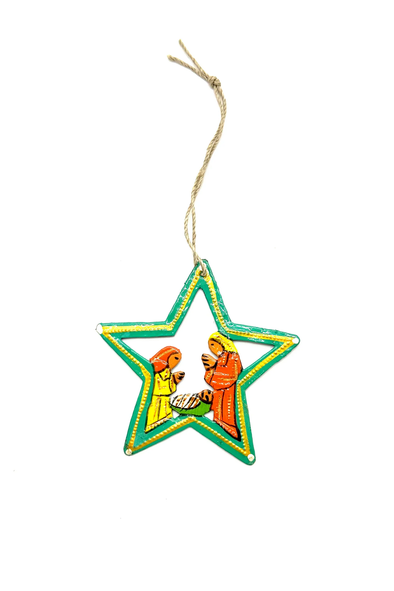 Painted Star Nativity Ornament