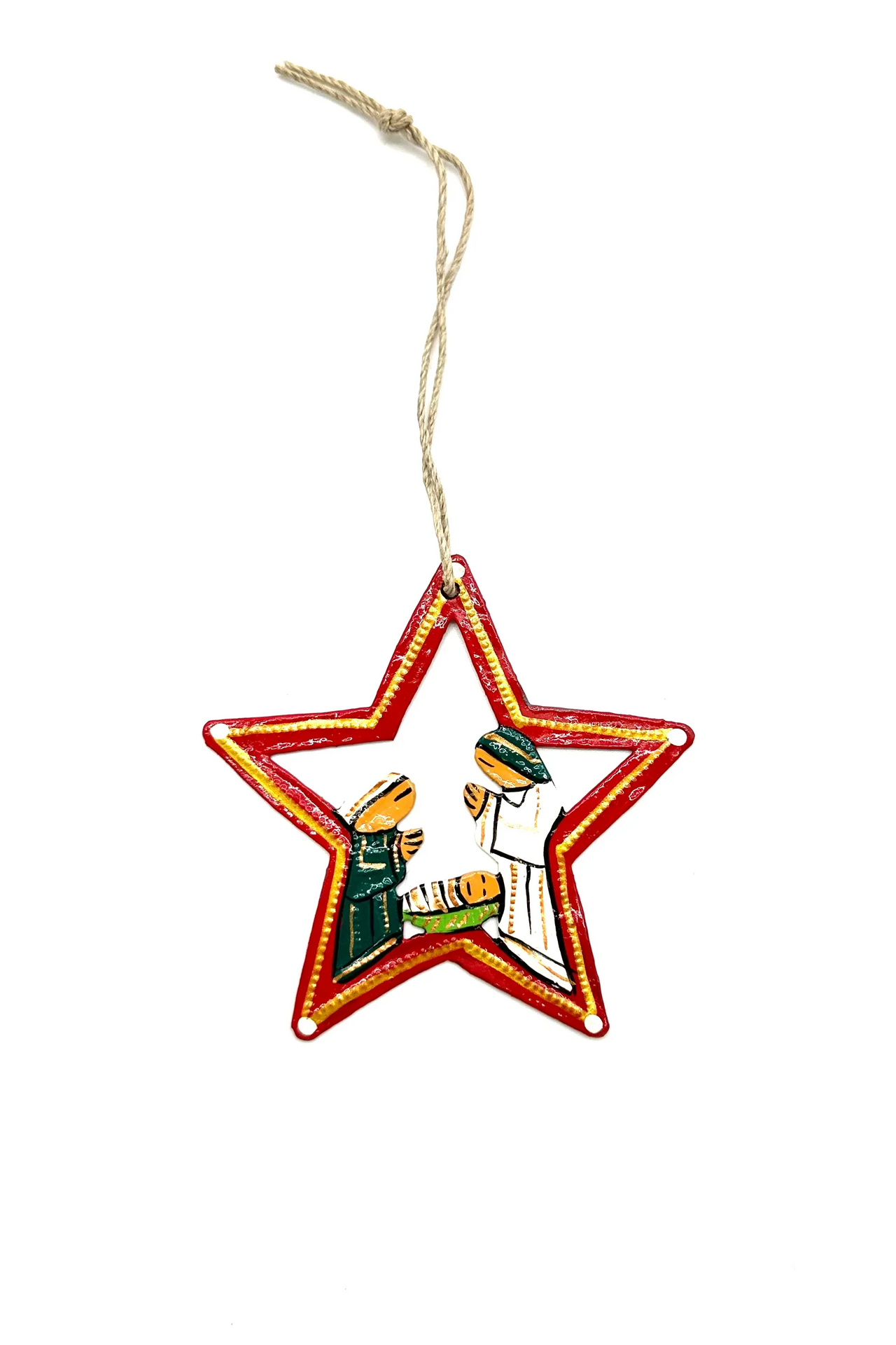 Painted Star Nativity Ornament