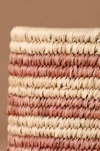 Thumbnail for Pink Striped Palm Leaf Basket
