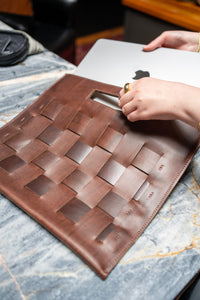 Thumbnail for Bria Woven Leather Laptop Tote