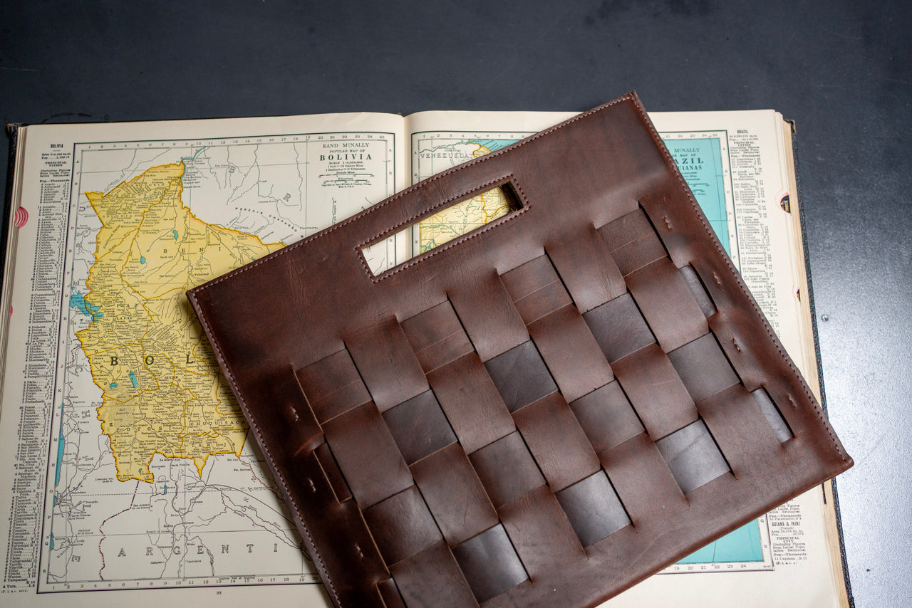 Bria Woven Leather Laptop Tote