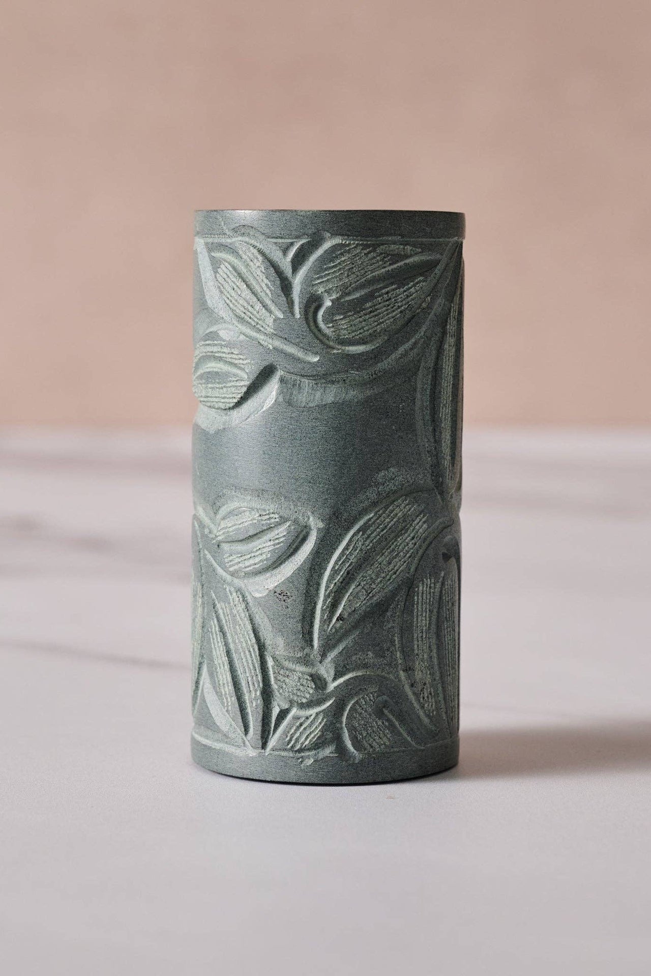 Valli Carved Palewa Stone Salt + Pepper Shakers