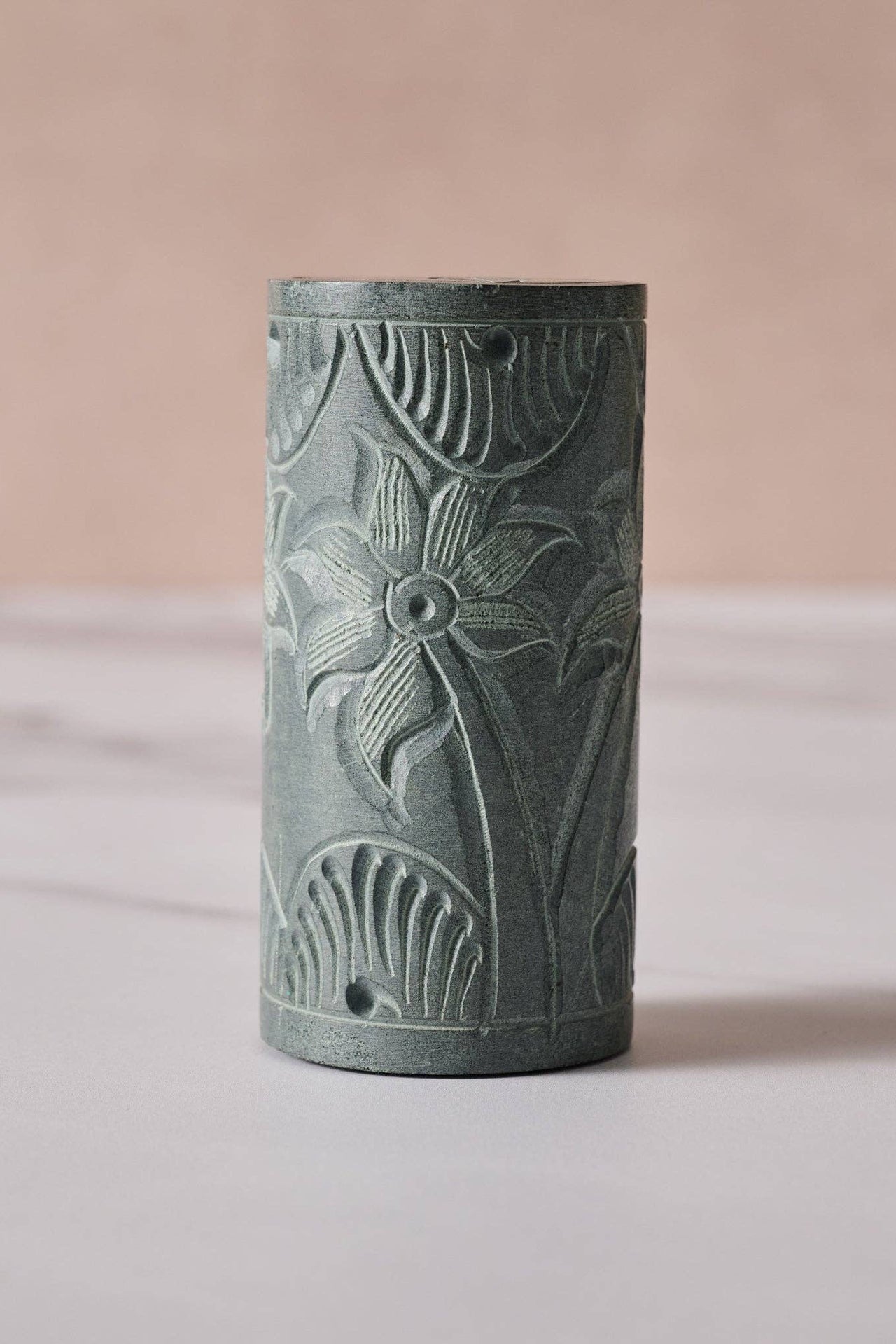 Valli Carved Palewa Stone Salt + Pepper Shakers