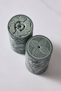 Thumbnail for Valli Carved Palewa Stone Salt + Pepper Shakers