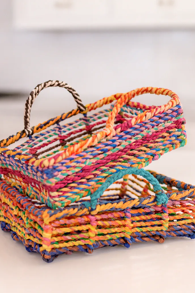 Sari Wrapped Wire Square Tray
