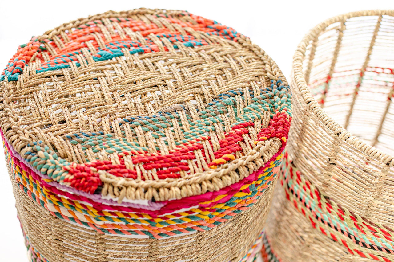 Sari Wrapped Stool/Basket